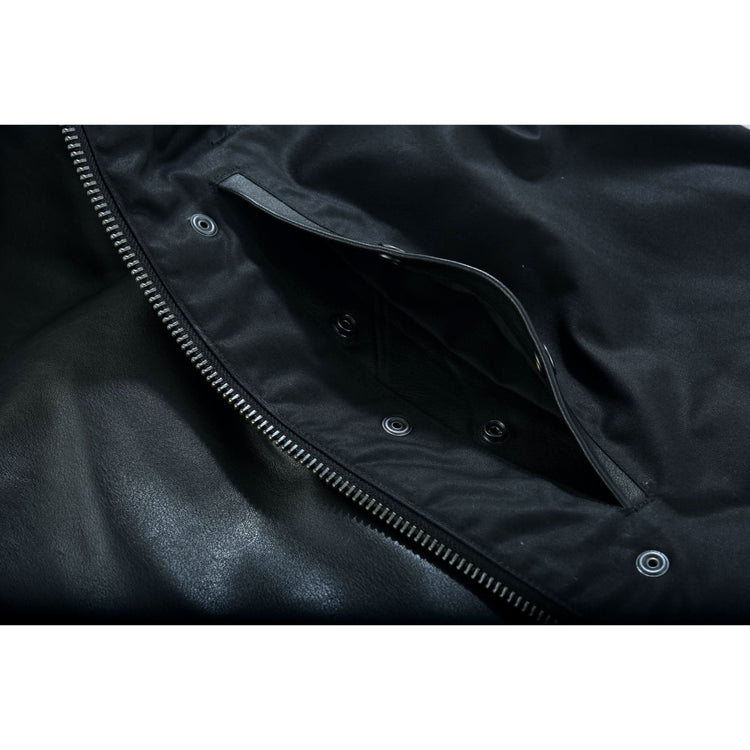 Highway Jack Men's Black Leather Motorcycle Vest Scoop Neck & Snap-Closure Pockets