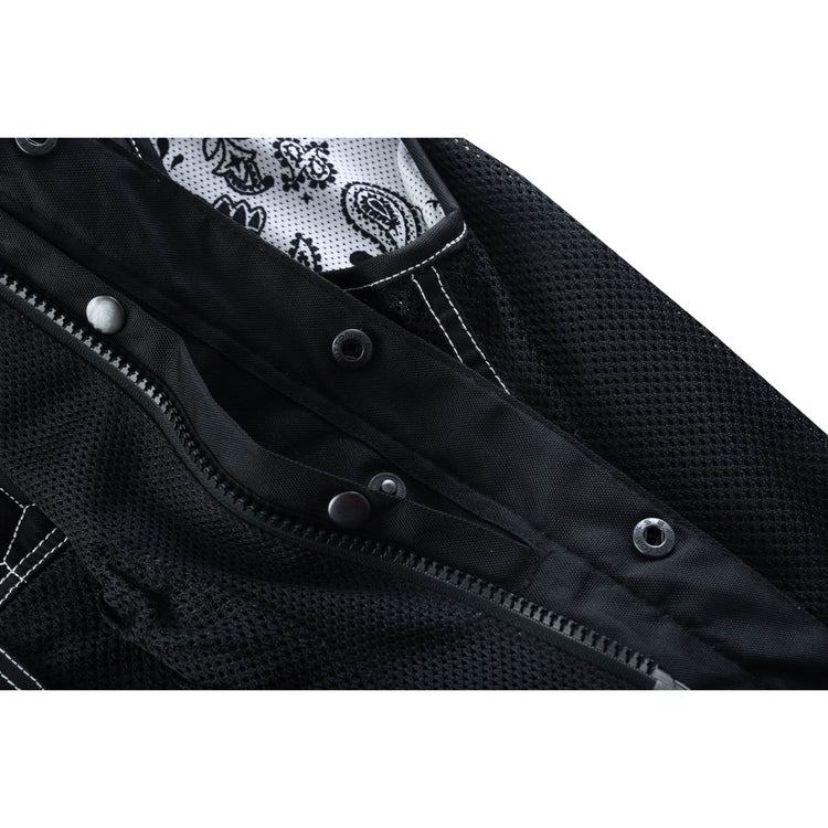 Men's Black Mesh Textile Vest with White Paisley Liner