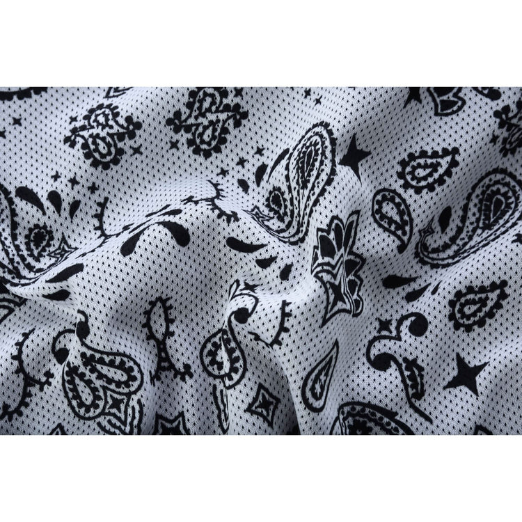 Men's Black Mesh Textile Vest with White Paisley Liner