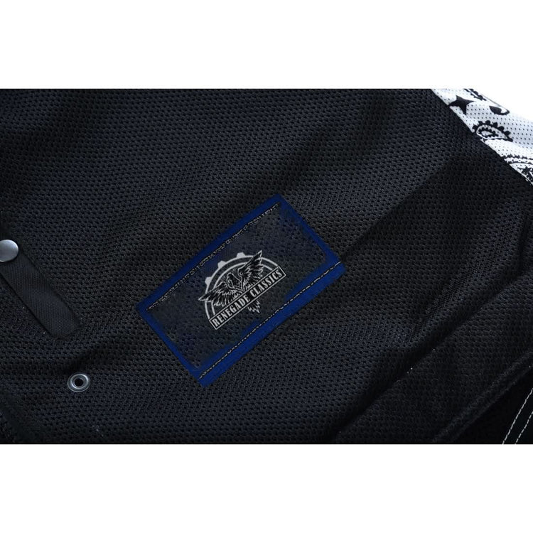 Men's Black Mesh Textile Vest with White Paisley Liner