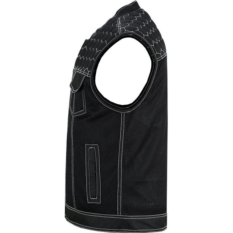 Men's Black Mesh Textile Vest with White Paisley Liner