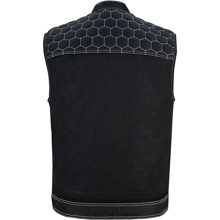 Men's Black Mesh Textile Vest with White Paisley Liner