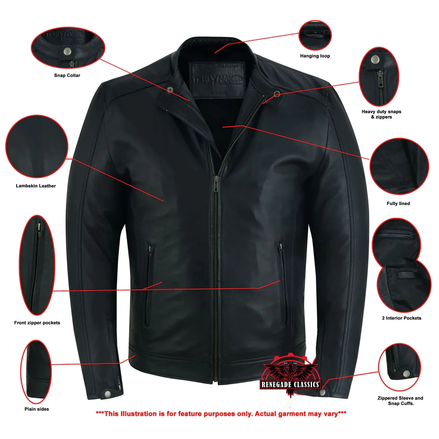 Classic Joe Men's Fashion Lambskin Leather Jacket
