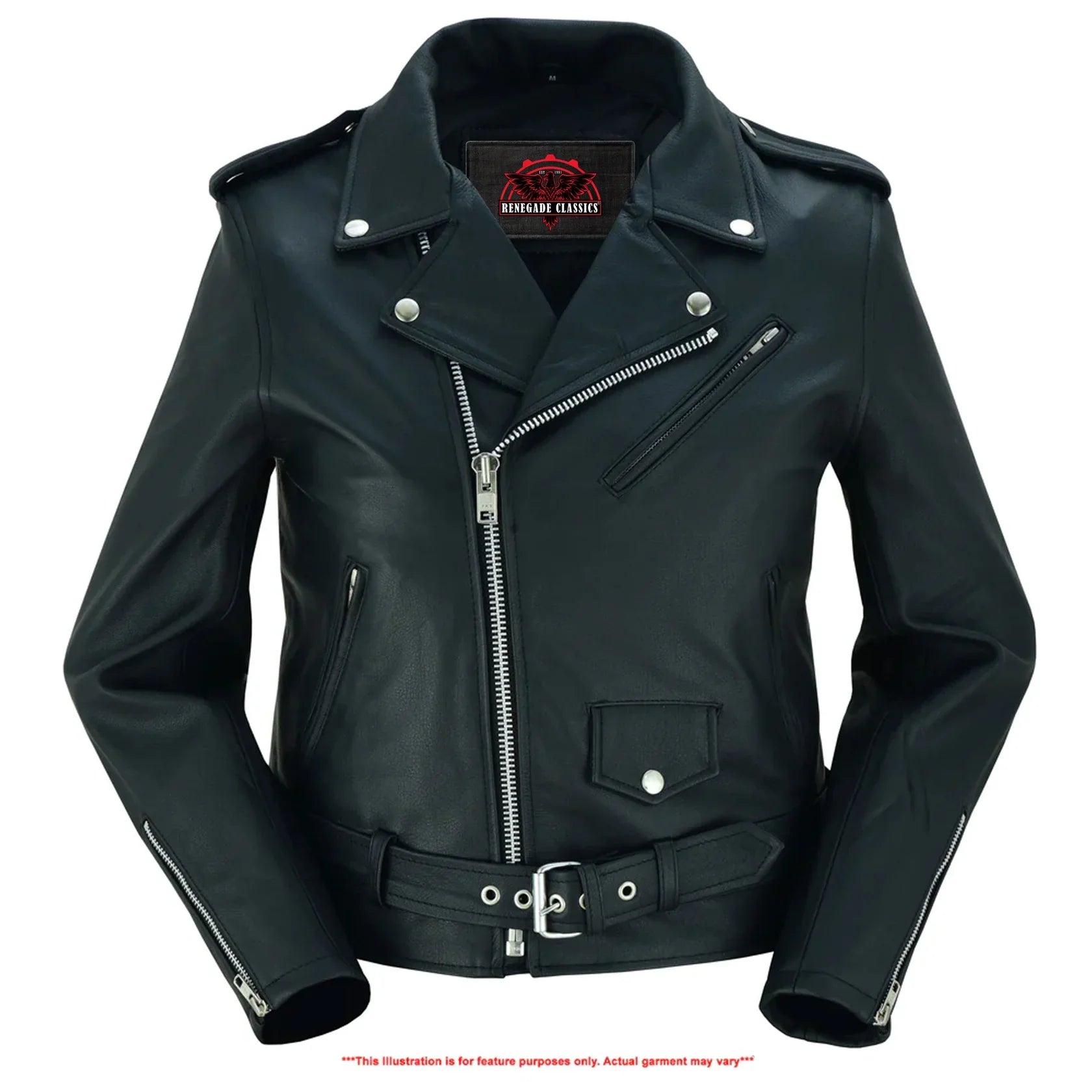 Women's Classic Plain Side Fitted M/C Style Jacket