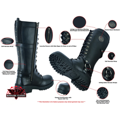 Women's 15 Inch Black Leather Stylish Harness Boot