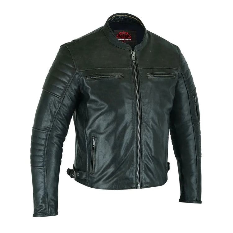 Men's Gun Metal Brown Crossover Leather Scooter Jacket