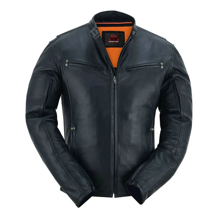 Men's Lightweight Drum Dyed Naked Lambskin Jacket - Black
