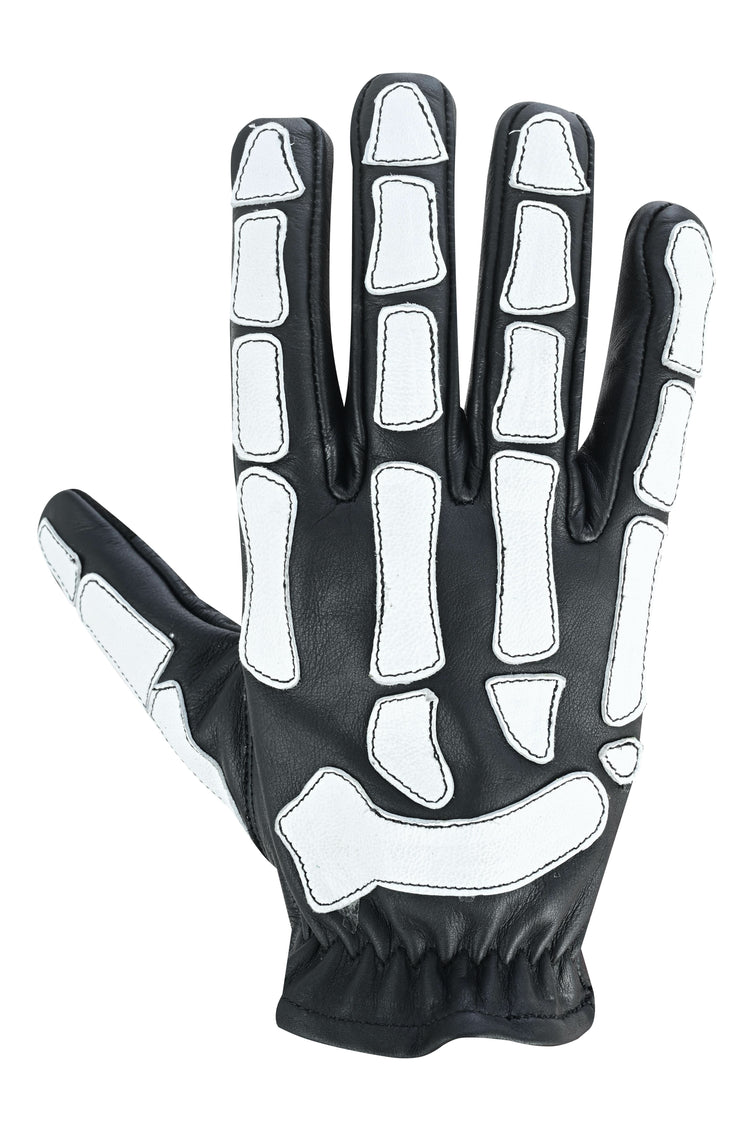 SkullTrail Men's leather  gloves Black & White