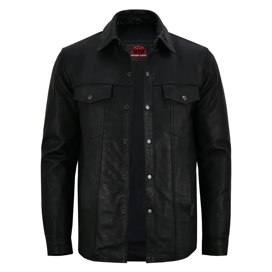 Men's Premium Lightweight Black Leather Shirt