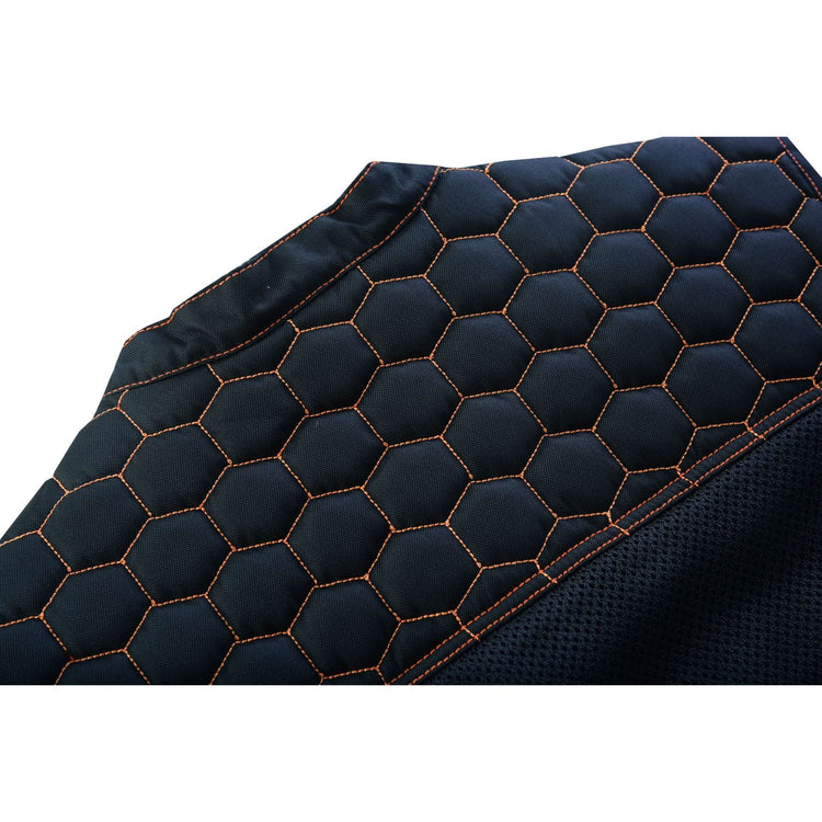 Night Tiger Men's Black Mesh Textile Vest with Orange Diamond Stitch