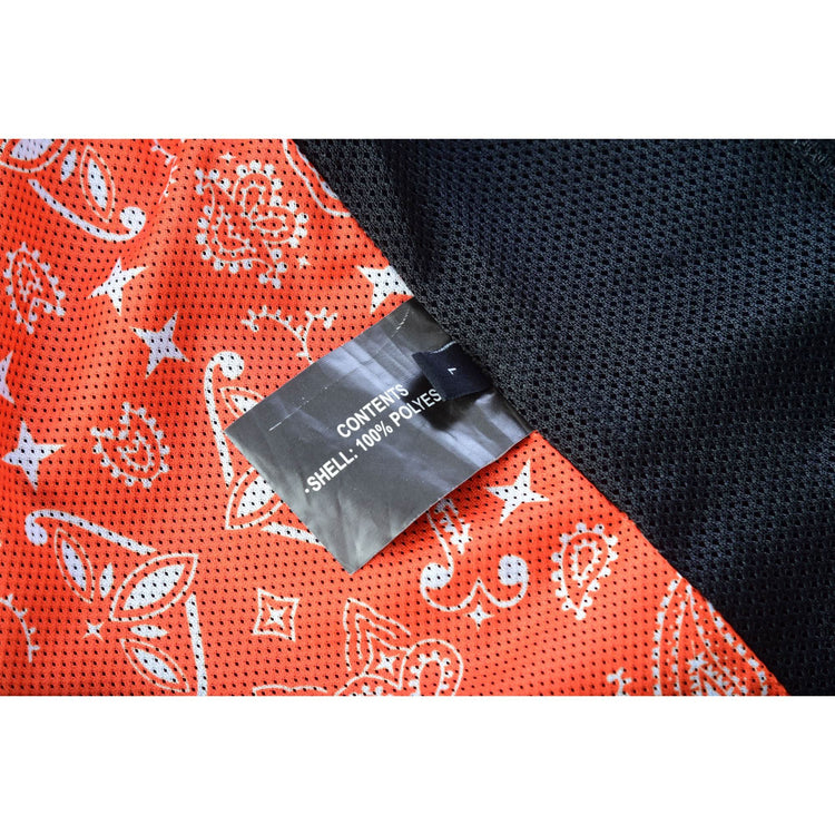 Night Tiger Men's Black Mesh Textile Vest with Orange Diamond Stitch