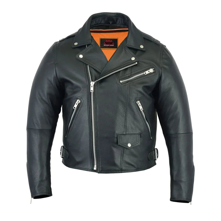 Men's Modern Full Cut Beltless Biker Jacket - Black