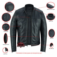 Wanton Men's Fashion Lambskin Leather Jacket –Black