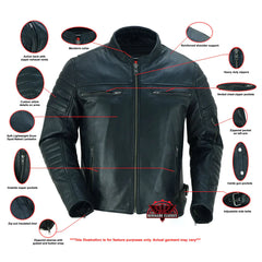 Men's Lightweight Drum Dyed Naked Lambskin Crossover Scooter - Black