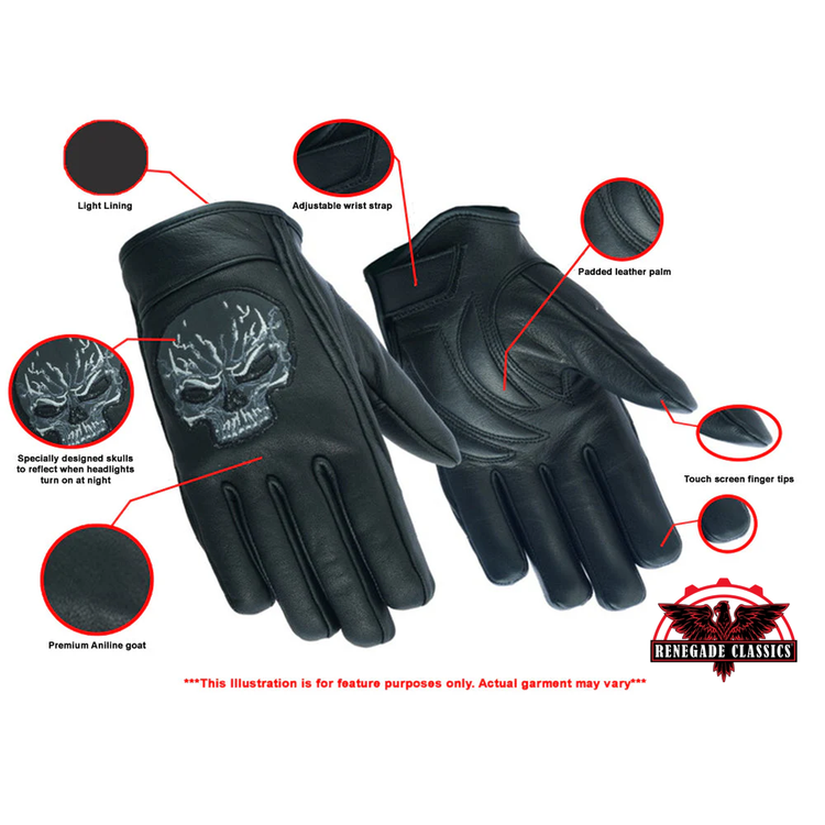Reflective Skull Short Glove