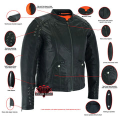 Women's Stylish Jacket with Grommet and Lacing Accents