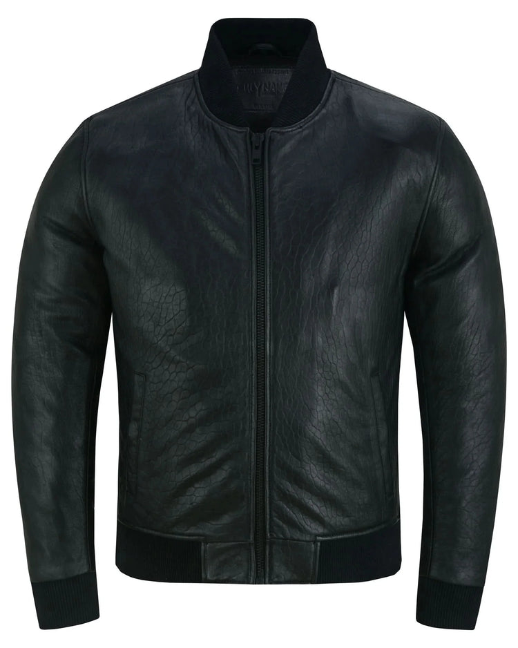Stalwart Men's Fashion Black Leather Bomber Jacket