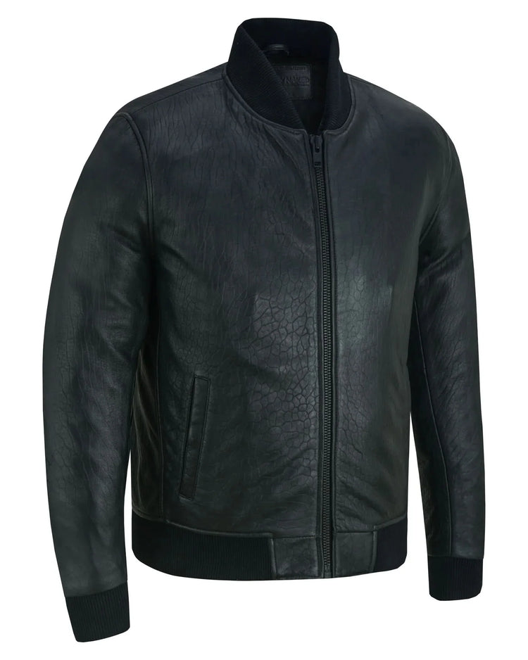 Stalwart Men's Fashion Black Leather Bomber Jacket