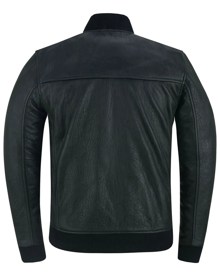 Stalwart Men's Fashion Black Leather Bomber Jacket