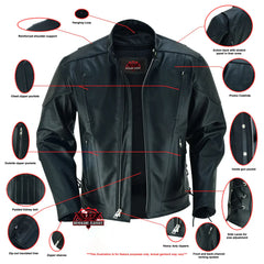 AM Knucklehead Premium Black Men's Leather Motorcycle Jacket