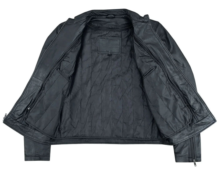 Wanton Men's Fashion Lambskin Leather Jacket –Black