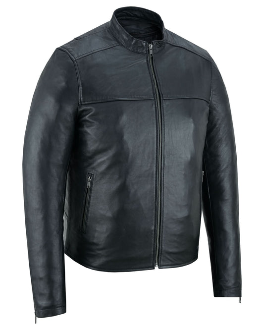 Wanton Men's Fashion Lambskin Leather Jacket –Black