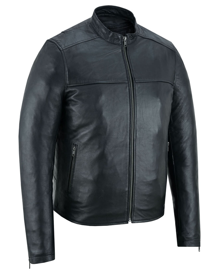 Wanton Men's Fashion Lambskin Leather Jacket –Black
