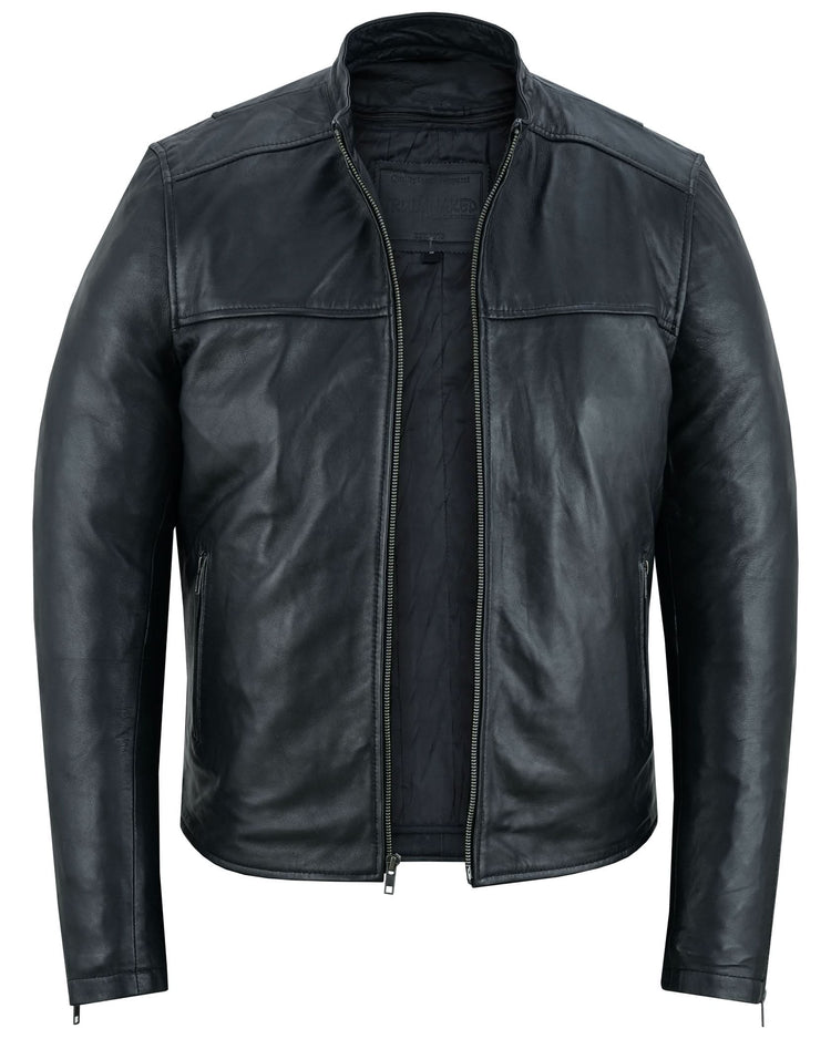 Wanton Men's Fashion Lambskin Leather Jacket –Black