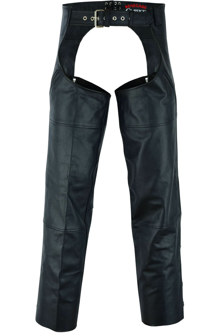 Leather Guard  Unisex leather motorcycle chaps - Black