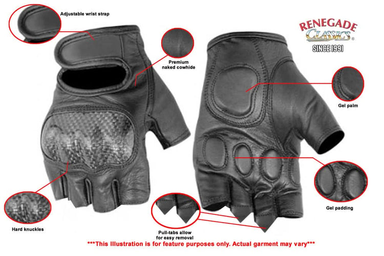 ForceGuard Men's  leather Fingerless gloves