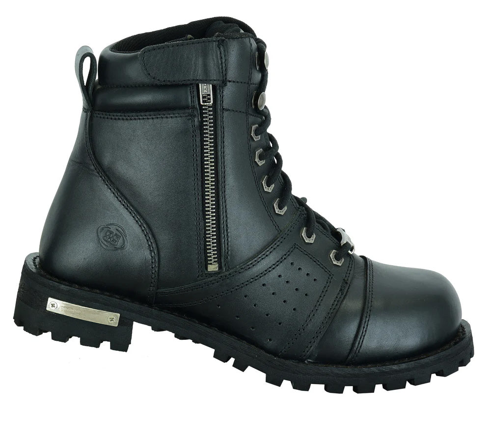 Men's 6'' Side Zipper Plain Toe Boot W/Perforation