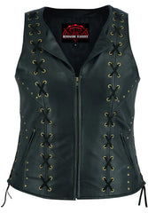 Women's Zippered Vest with Lacing Details
