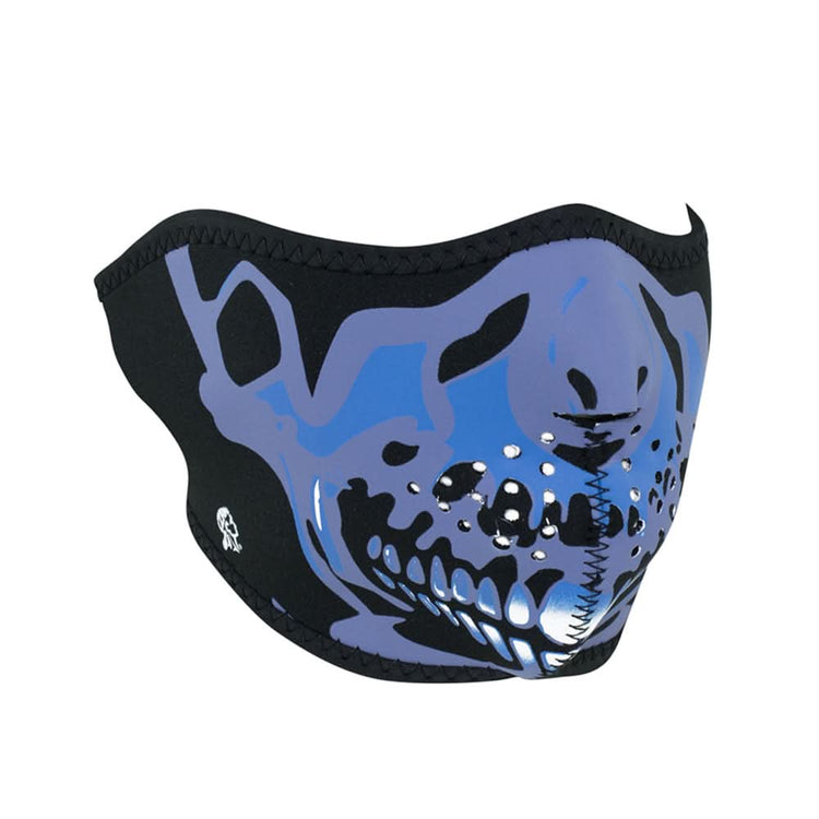 WNFM24H ZAN® Half Mask- Neoprene- Blue Chrome Skull