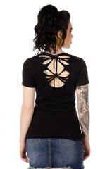 Women's Dare Devil Heart Slit Back  Biker Top
