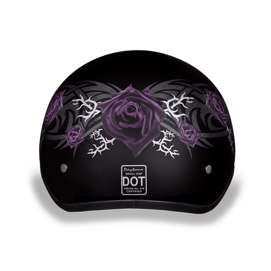D6-PR DOT Approved Daytona Skull Cap Motorcycle Half Face Helmet – Purple Rose