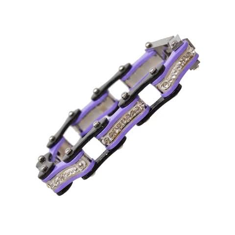 VJ119 Two Tone Black/Purple W/White Crystal Centers