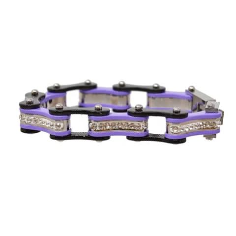 VJ119 Two Tone Black/Purple W/White Crystal Centers