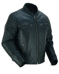 Men's Lightweight Drum Dyed Naked Lambskin Crossover Scooter - Black