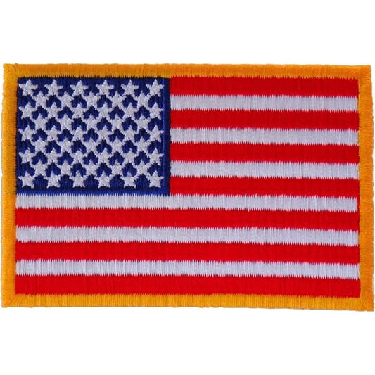 P246 US Flag Patch Small Yellow Border 3 Inch