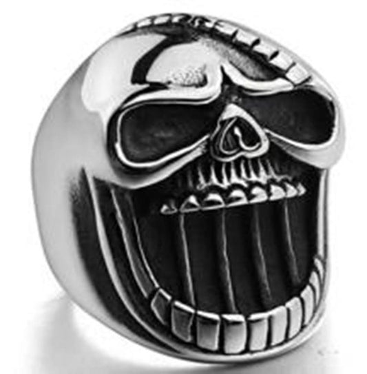 R11 Stainless Steel Big Face Skull Biker Ring
