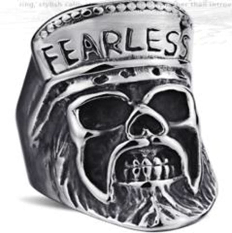 R11 Stainless Steel Fearless Skull Biker Ring