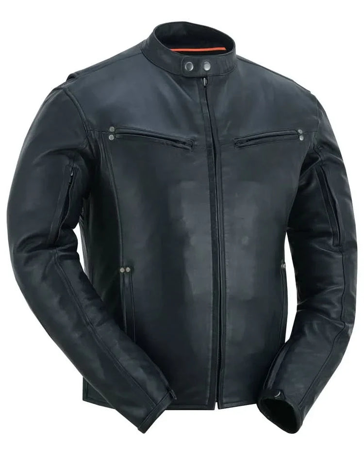 Men's Lightweight Drum Dyed Naked Lambskin Jacket - Black
