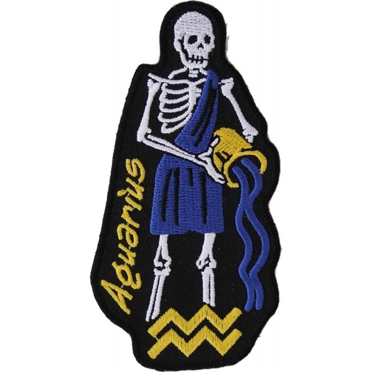 P548 Aquarius Skull Zodiac Sign Patch