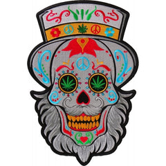 PL674 Sugar Skull with Beard Large Back Patch