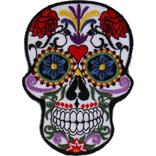 P553 Sugar Skull Iron On Patch