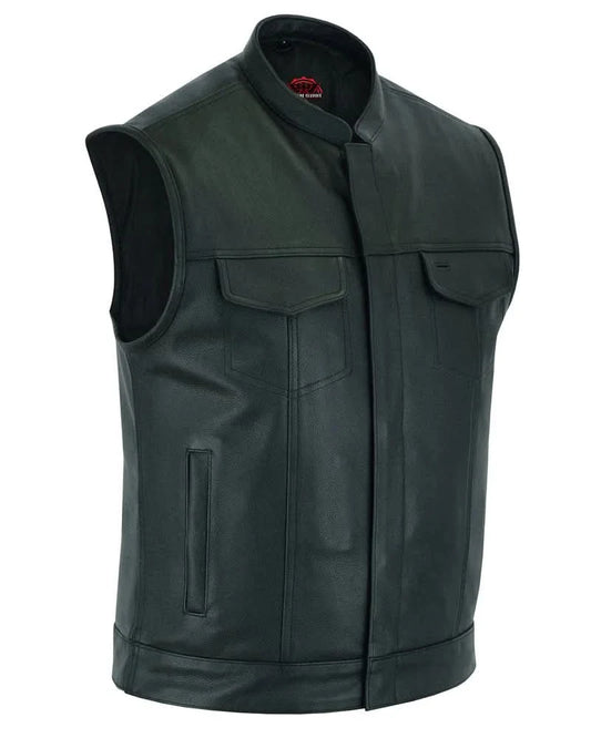 Blackhawk Scoop Collar Men's Motorcycle Vest - Smart Access Pocket & Hidden Zipper