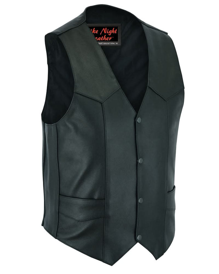 Men's Plain Side Economy Vest - Black