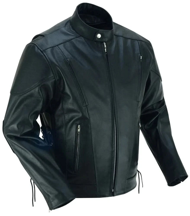 AM Knucklehead Premium Black Men's Leather Motorcycle Jacket