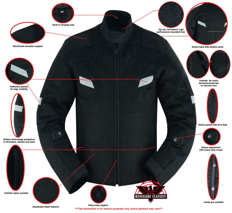 Mens Performance Mesh Motorcycle Jacket – Black