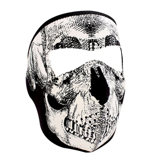 WNFM2G ZAN® Full Mask- Neoprene- Black and White Skull- Glow
